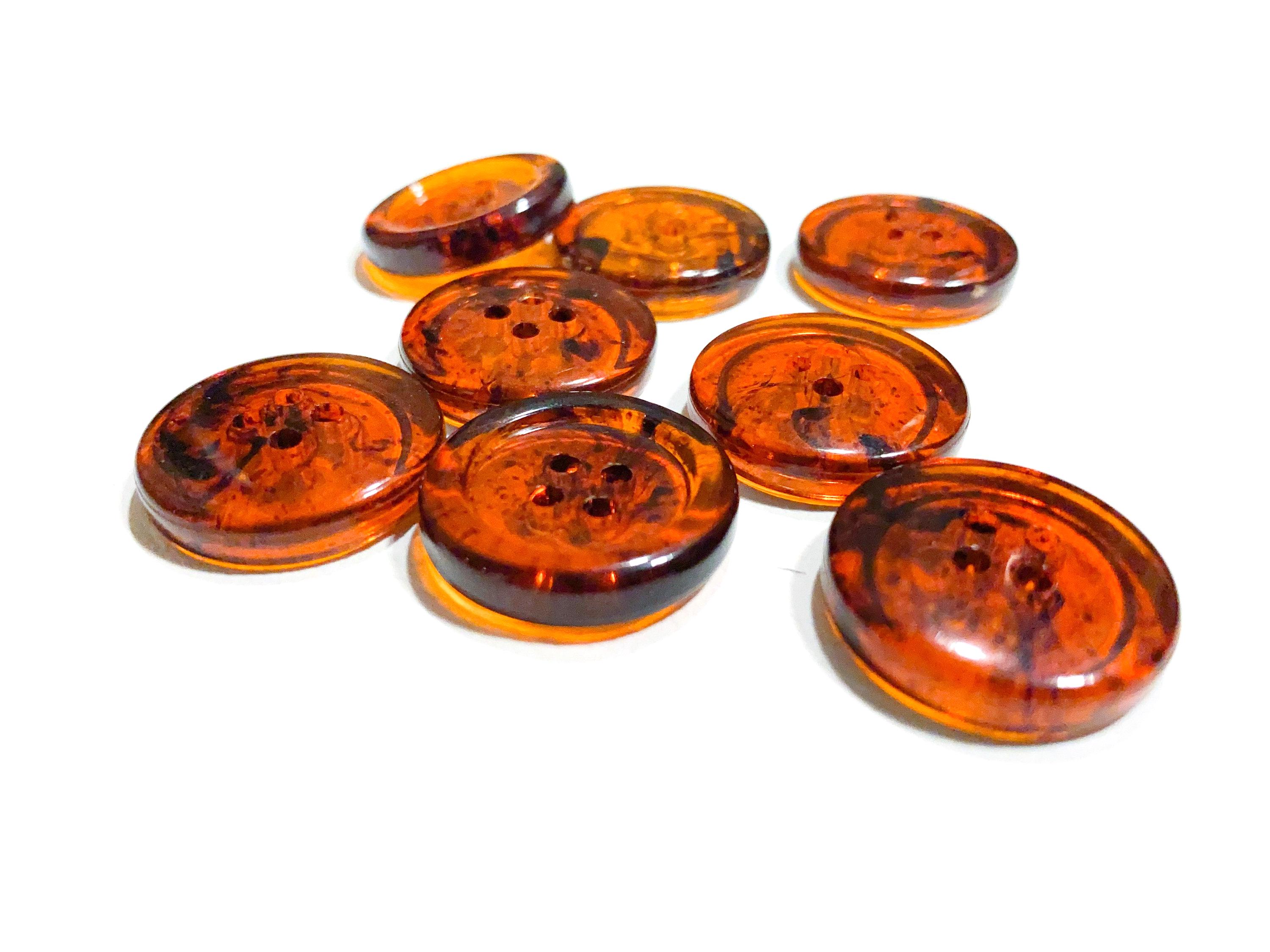 22mm Glossy Amber Resin Button: 7/8" Vintage 70s Translucent Buttons ...