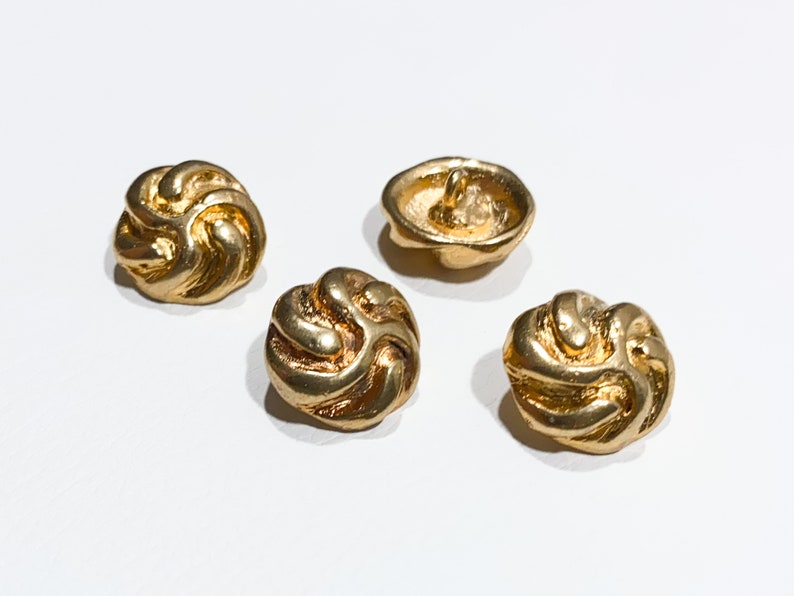 24 L Deco Rope Knot Vintage Upholstery Buttons Set of 2 Gold Solid Cast Metal 58 Shank Buttons 16 mm B1203 Round Domed