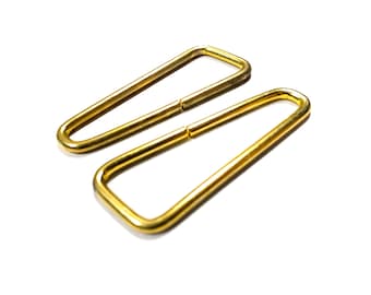 Set of D Rings 2 1/4" | 57 mm - Brass - Made in USA! Vintage 80s TRIANGULAR Gold Non Welded Metal - New Old Stock Leather Purse Ring [H115]
