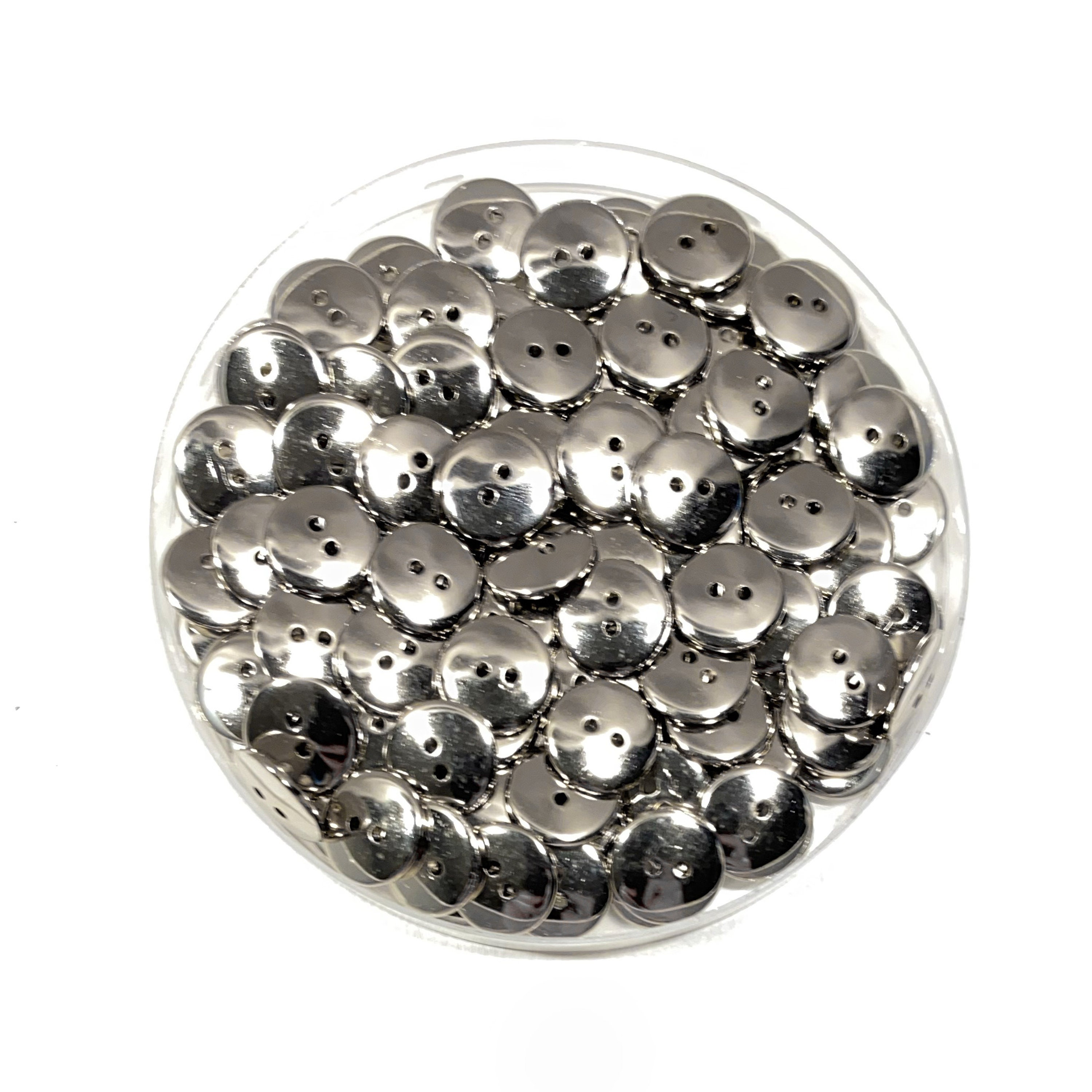 Shiny Silver Chrome Metal Coated Buttons - 14 Mm | 9/16 Shiny Silver Chrome Metal Coated Buttons - 14 Mm | 9/16