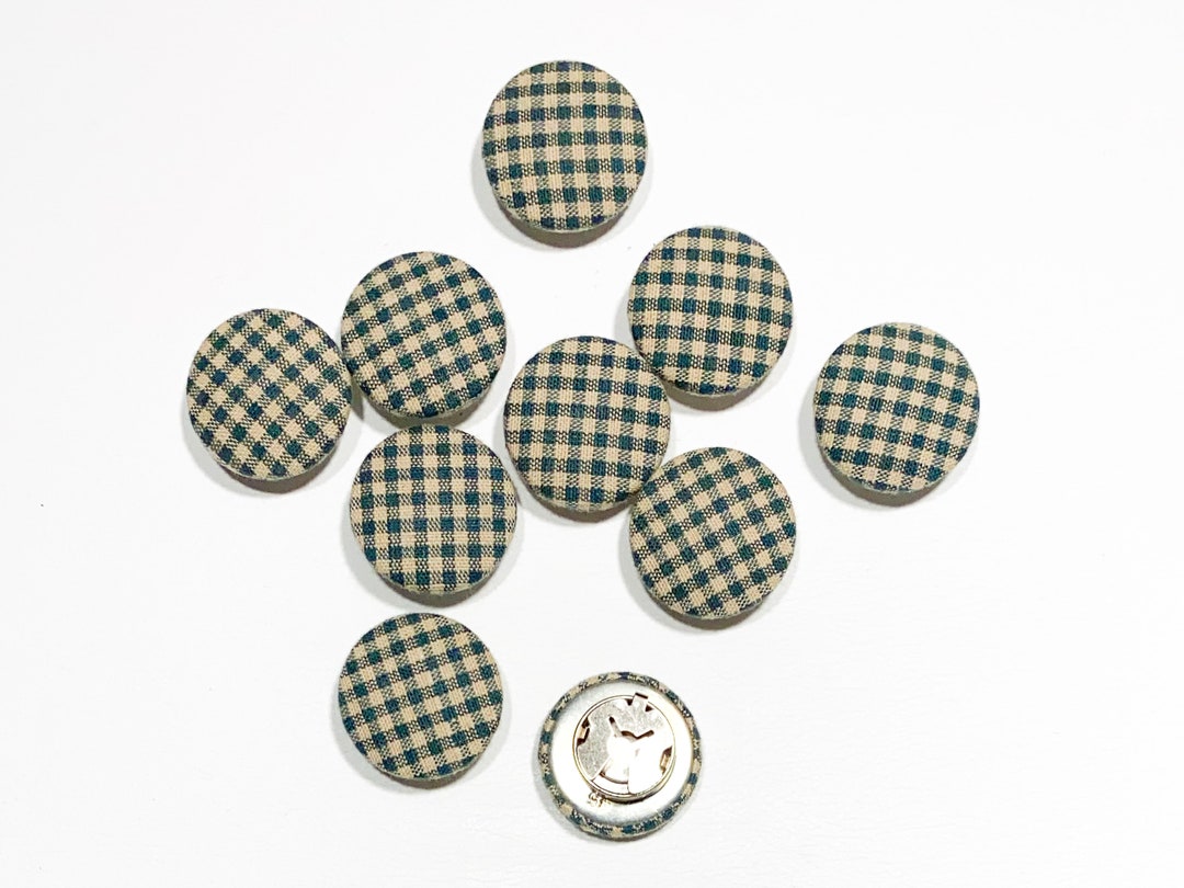 Set of 10 Snap on Button Covers 1 1/8 Fabric Covered Buttons Green