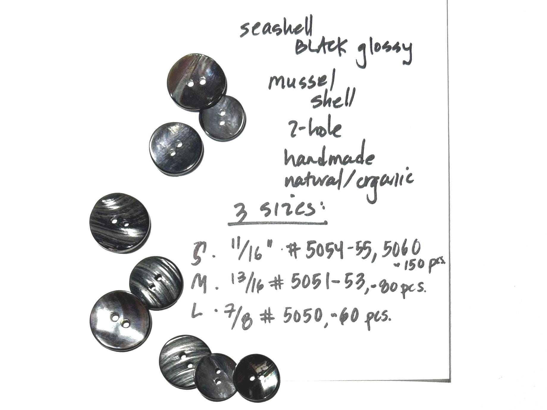Set of 2-24 Mussel Shell Buttons - 3 SIZES: 11/16