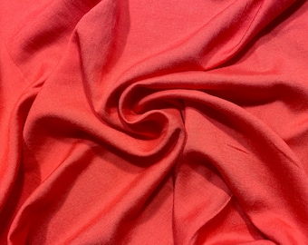 1-2.5 YDS Rayon CORAL Washed Silk Hand: 58" Wide Light Suiting/Dressweight Deadstock Fabric