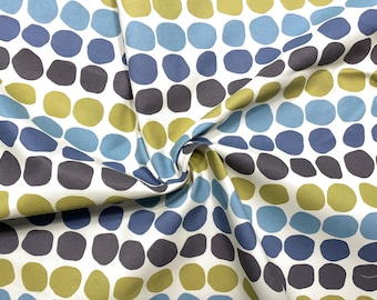 Modern Geometric / Abstract Polka Dot - Super Soft! Blue / Green / Ivory - Vintage / MCM - Upholstery / Decor Fabric by the Yard [F0604]