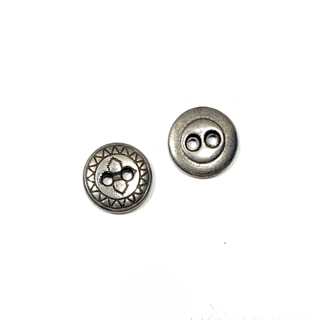 Tribe Button 14mm Tribal Flower Metal Buttons: 9/16