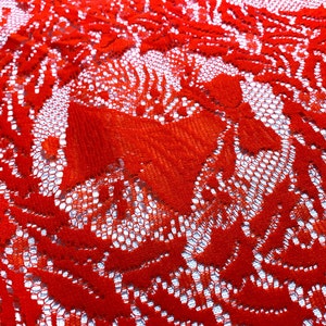 42&quot; PIECE CHRISTMAS LACE - Red Holiday Decor - Ornaments / Christmas Decor - Traditional Festive Snowflakes - Vintage Fabric [F0958]
