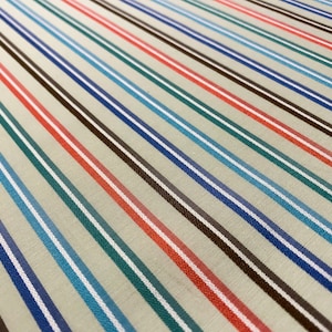 BTY Cotton Sateen Stripes ON SALE! - 54” Wide -Lustrous Yarn Dyed Stripe - Cream Multi Color 100% Cotton Deadstock Fabric by the Yard[F0239]