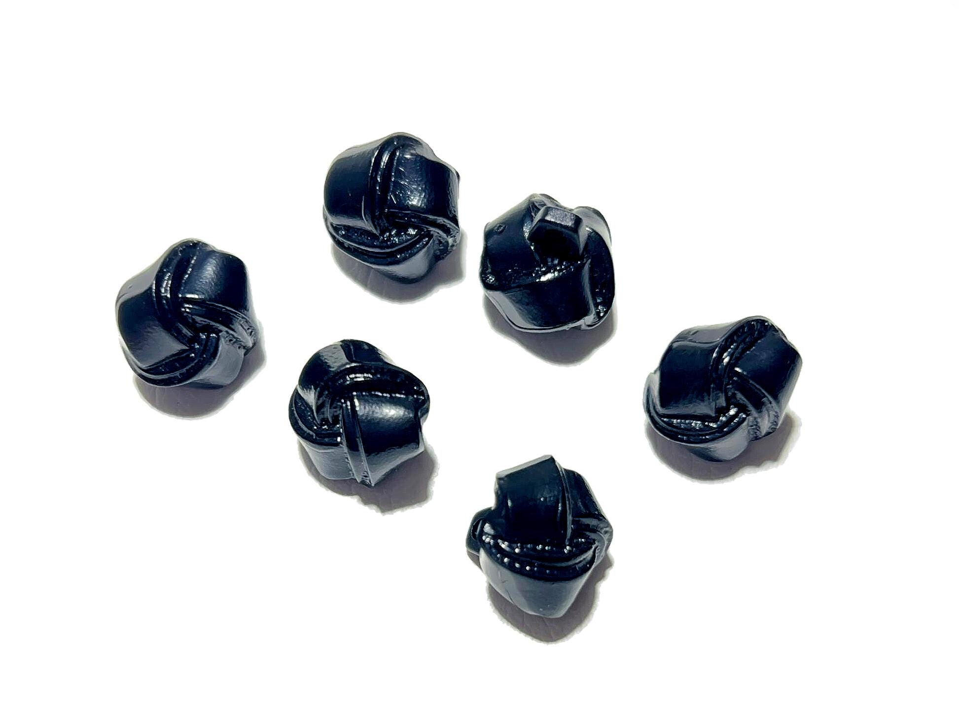 16 mm ブラック レザー ノットシャンクボタン: 5/8インチ パテント