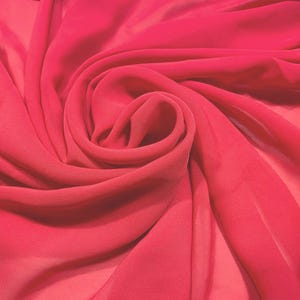24" PIECE Cherry RED Chiffon - 56" Wide - Sheer Solid Colored Lightweight Poly Chiffon Closet Staple Classic Apparel Fabric Remnant [F0858]