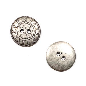 Set of 2-50 Drawn Lasso - Thick Metal - 21 mm / 32 L - Great Patina! - Antique Silver - Round Flat 2-hole - Southwest Vintage Button [B238]