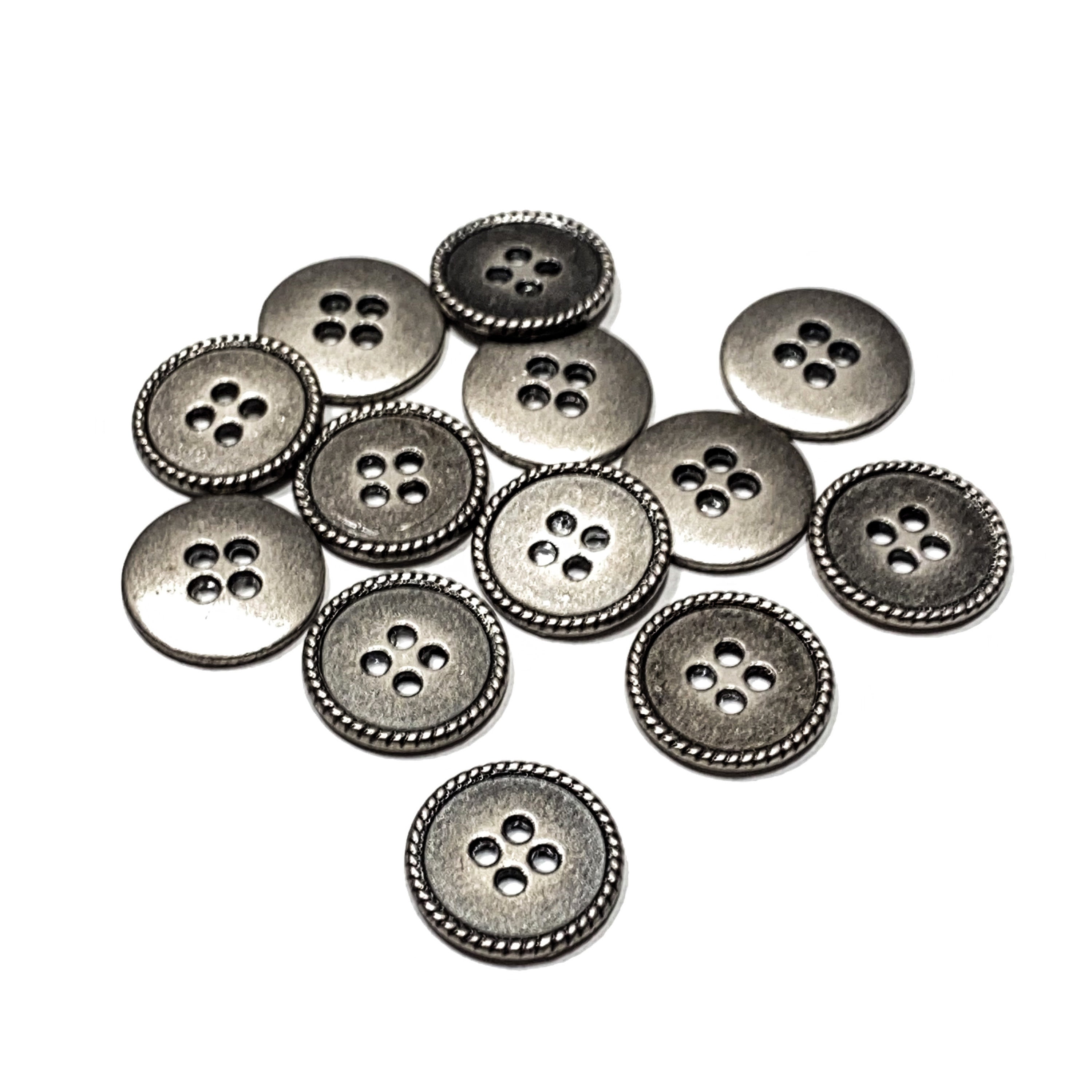 Silver Rim Rhinestone Buttons 5/8 (15mm) 24L Vintage Metal Buttons #821