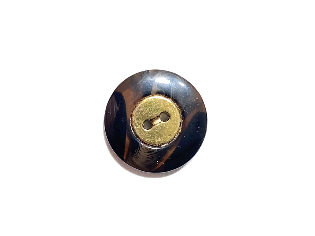 25mm Glossy Gold Metal Tortoise Resin Buttons: 1" Vintage 70s Buttons ...
