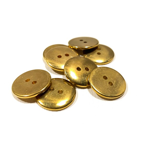 オールドリング ゴールド Set of 7 Shiny Gold 19mm Metal Coated Buttons - 3/4