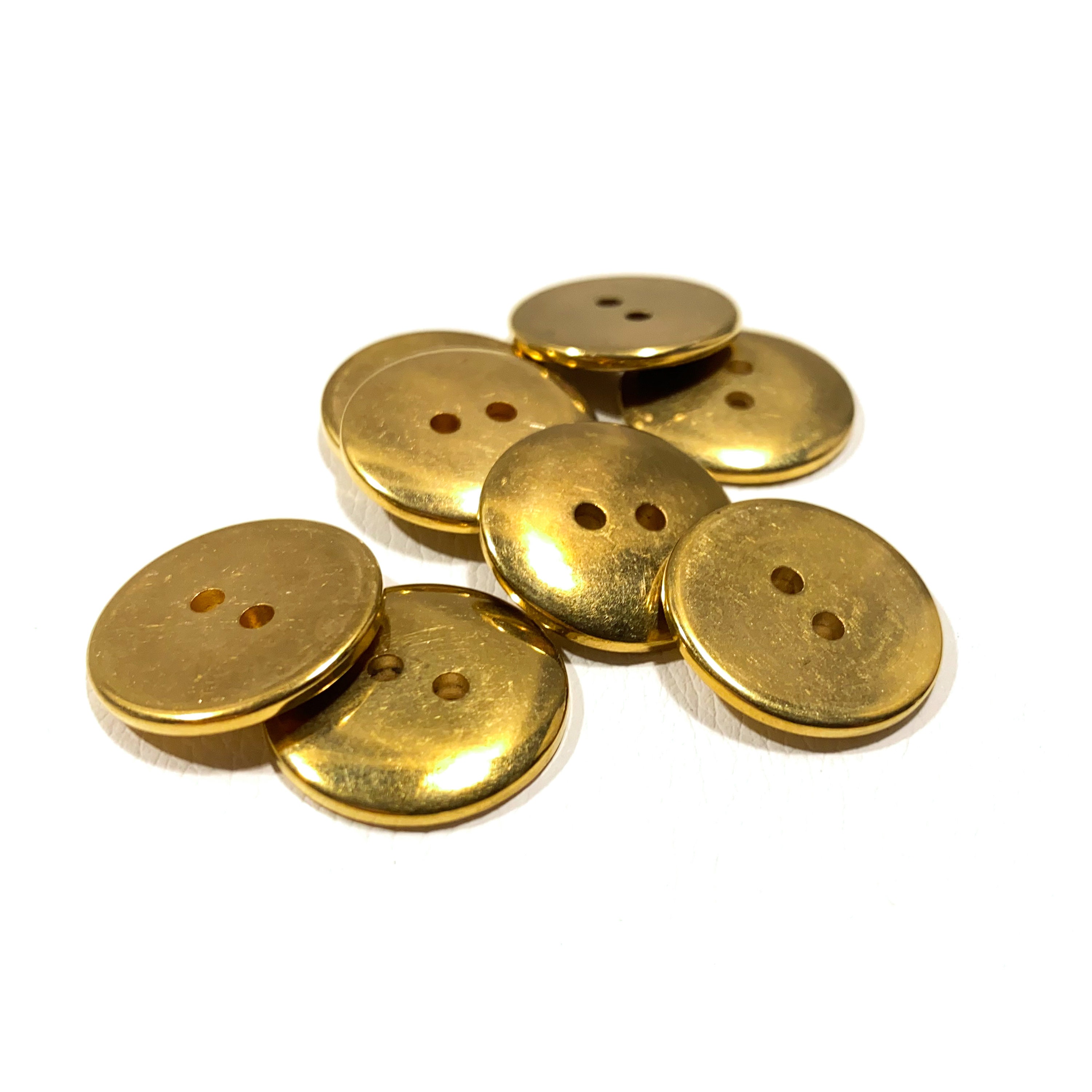 Set of 7 Shiny Gold 19mm Metal Coated Buttons - 3/4