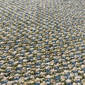 34" PIECE Pretty Woven Green Blue Tan Poly Blend w/ Fused Backing - 56" Wide - Upholstery / Interior / Home Decor Fabric [F0298]