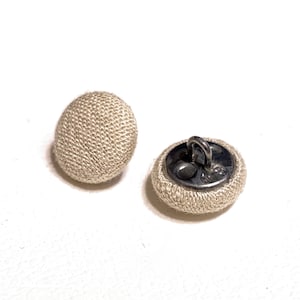 Set of 4-24 Cotton-Linen Fabric 1/2&quot; Wire Shank Buttons - 12.5 mm | 20L - OFF WHITE + More Colors! High Quality Vintage 60s Buttons [B3456]