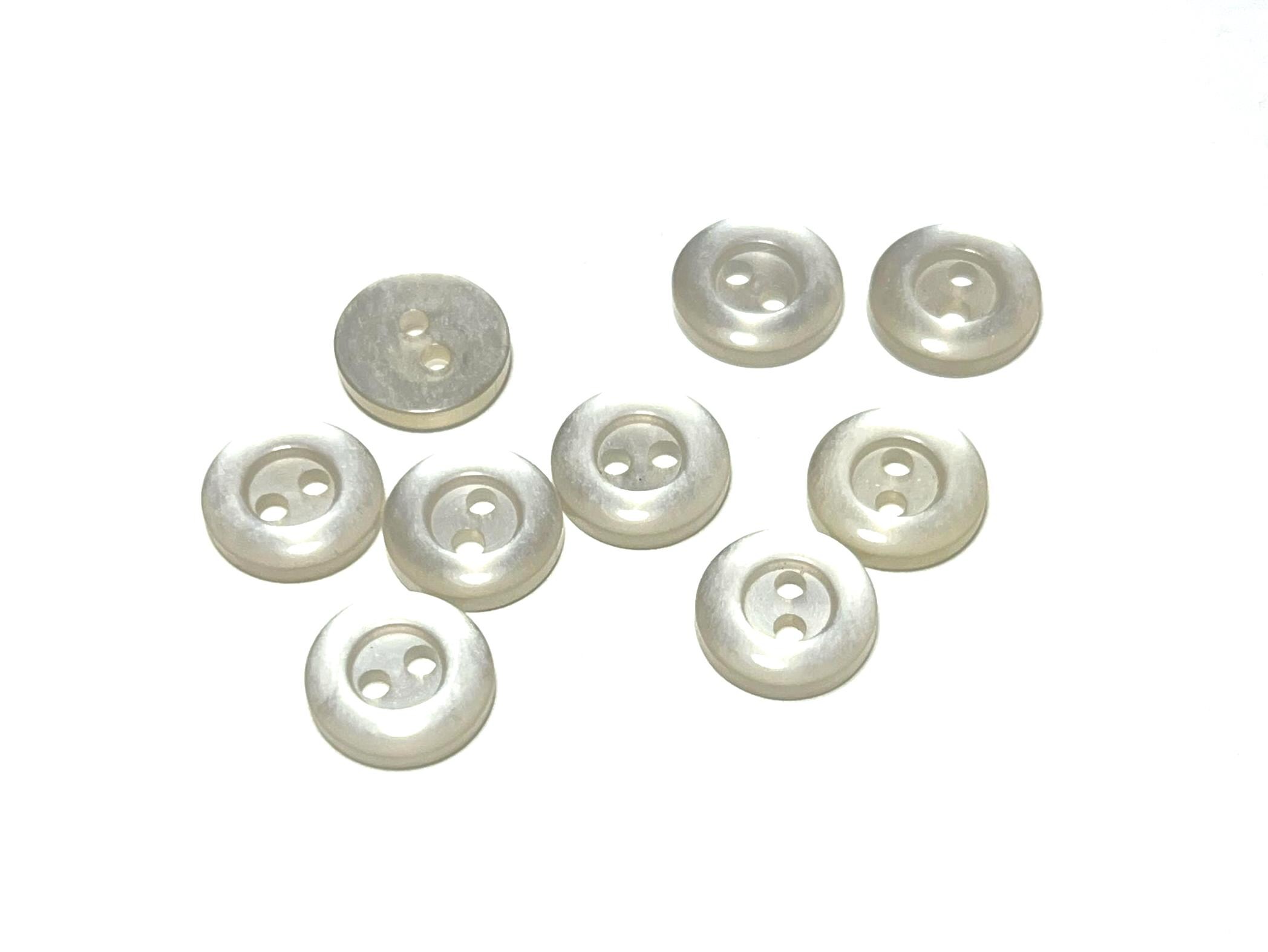 Lot De 12 Boutons Ronds En Nacre Véritable 22mm - Vintage Années 50 - Occasion