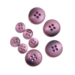 Set of 4-50 Matte MAUVE Buff Milky Purple-Pink Buttons - 2 Sizes: 3/8&quot; & 5/8&quot; - 4-Hole High Quality Vintage Shirt Buttons [B3255 | B3256]