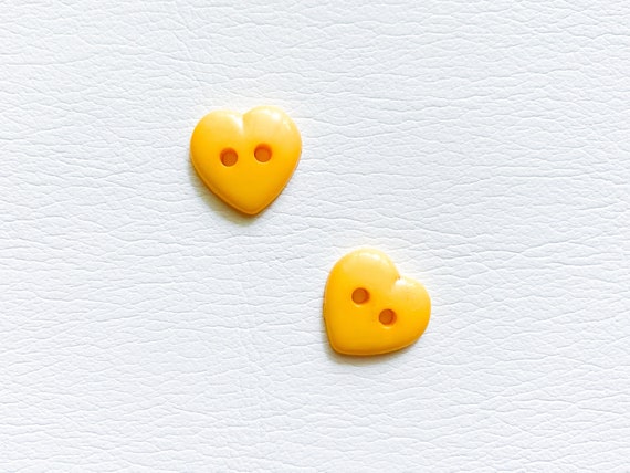 Set of 12-144 Yellow Heart Buttons 5/8 Solid Yellow 24L 15mm 5/8 Deadstock  Vintage Buttons / Kids Crafts / Art Projects BB22 