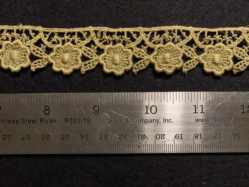3 Yd Pkg Cotton Guipure Green Lace Trim T92 New Old Stock Designer Apparel Trim Vintage Deadstock