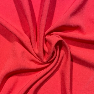 Coral Stretch Crepe / Fine Crepe - Poly Spandex - Vibrant! Great Hand - Opaque / Solid Colored - Designer Apparel Fabric by the Yard [F0093]