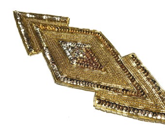 25 cm vintage jaren 60-appliqué met pailletten: 9,75" GOUD opnaaiende appliqué