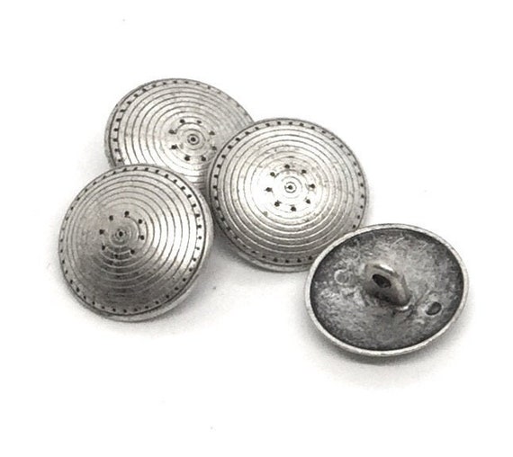 Lot De 7 Boutons Vintage En Résine Argentée 24x24 Mm - Carrés, France