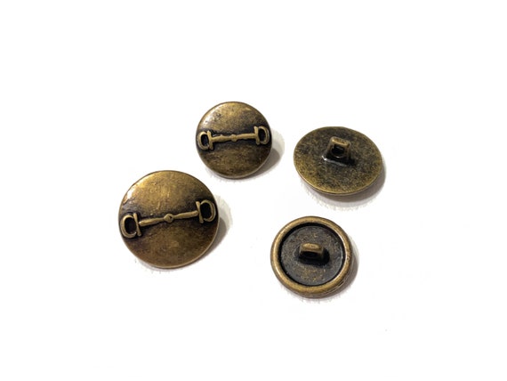 5 x 16mm Metal Brass Italian dome shaped embossed shank button