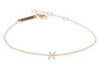 Zodiac bracelet with zircon- 18k solid gold