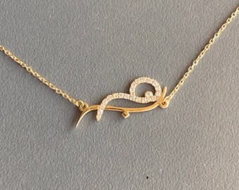 Arabic name necklace with zircon- 18k solid gold