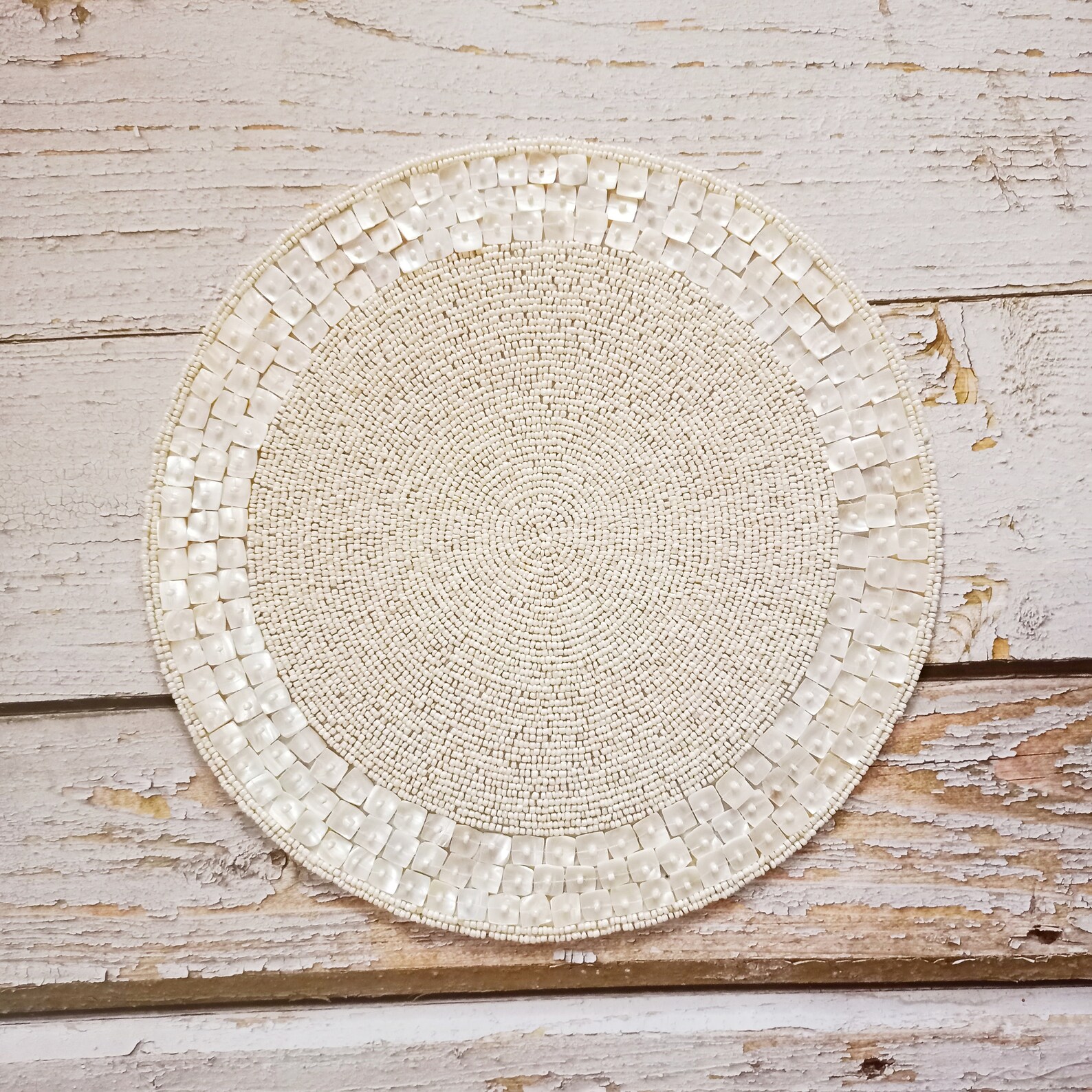 Mother of Pearls Beautiful Beaded Placemat Size14 Inches Etsy UK