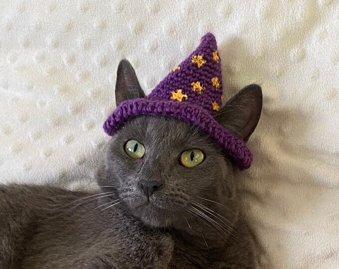 Crochet Cat Wizard Warlock Hat Etsy
