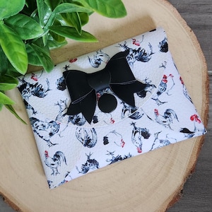 Porte-monnaie en similicuir coq, pochettes avec nœud à fermeture pression, portefeuille avec porte-cartes poulet, cadeau d'anniversaire meilleur ami, paniers de Pâques