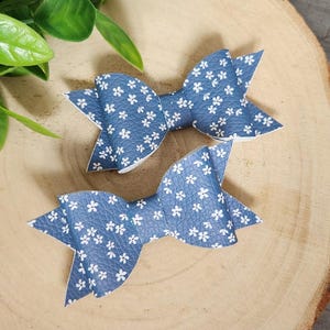 Blue Floral Hair Clip Bows for Girls, Tiny Flower Pigtail Bow Set, Fall Floral Hair Accessories for Toddlers, Birthday Gift for Little Girls
