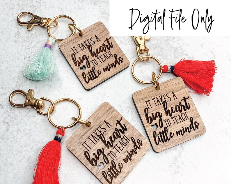 Download Big Heart to Teach Little Minds Keychain File Teacher Gift | Etsy