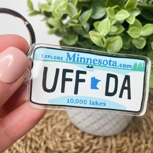 Uffda MN License Plate Keychain