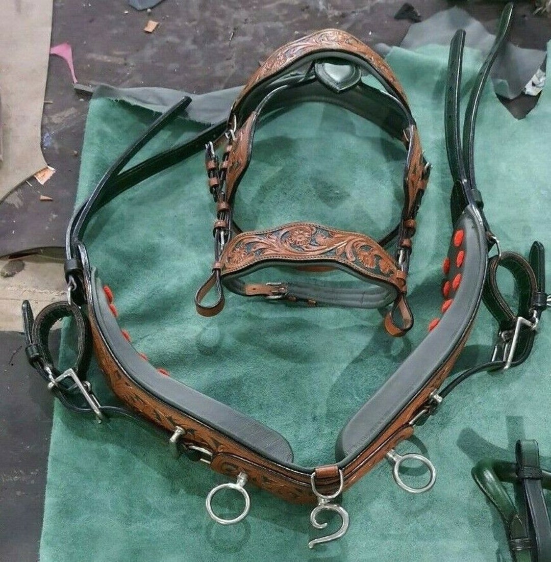 Driving Harness Single Horse Antique Finish Natural Leather - Etsy