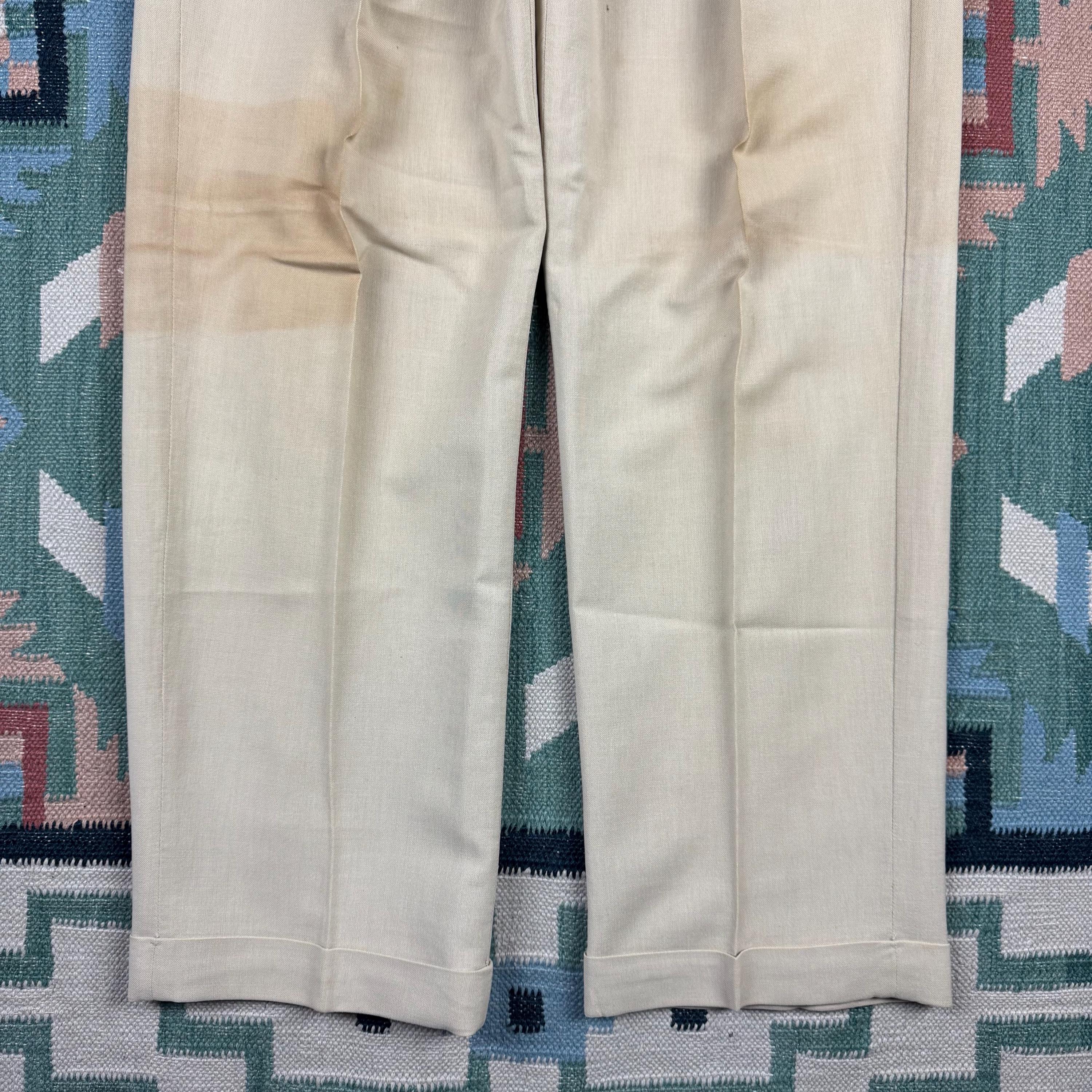 Vintage 1940s Palm Beach Gabardine Rayon Pleated Trouser Linen