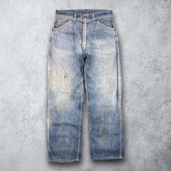 Vintage 50s Big Smith Carpenter Farm Distressed Denim Pants 