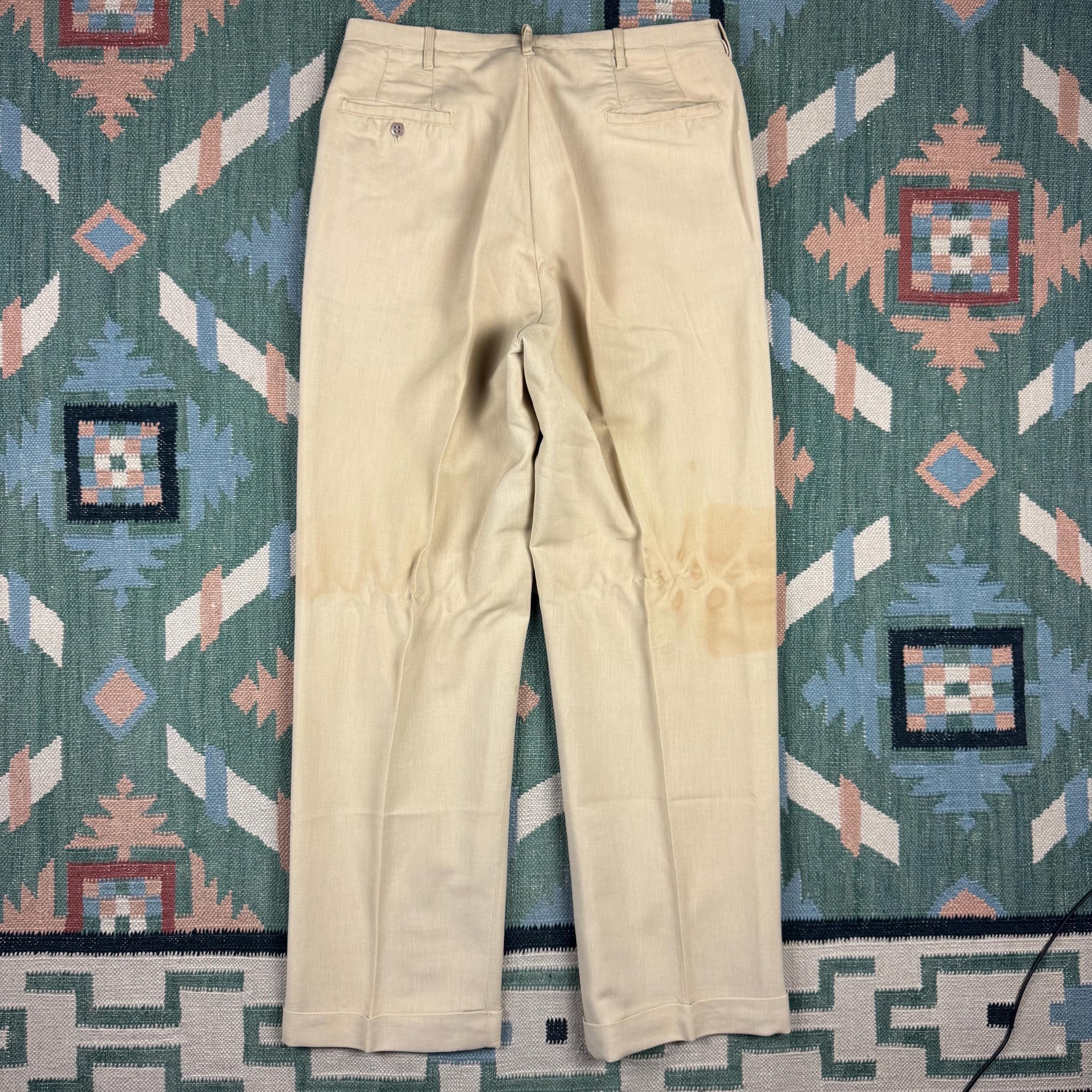 Vintage 1940s Palm Beach Gabardine Rayon Pleated Trouser Linen