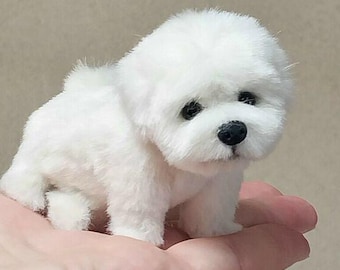 Bolognese Dog, Stuffed Animal: Custom Pet Portrait, Handmade Art Doll, Soft Animal Sculpture,Collectible Faux Taxidermy,Lifelike Pet Replica