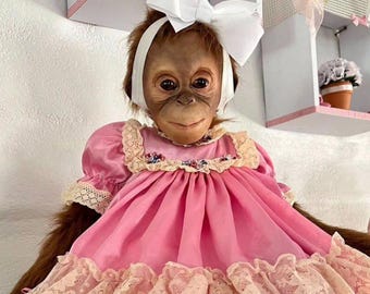 リアルなオランウータンの赤ちゃんのおもちゃ、一点物、人工ぬいぐるみ、かわいいソフトスカルプチャーペット、フェイク剥製、ぬいぐるみアートドール、インテリア、ホームデコレーション