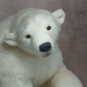 Realistic polar bear Artificial stuffed animal Soft sculpture pet OOAK Collection Faux taxidermy Plush art doll Lifelike replica Home Decor