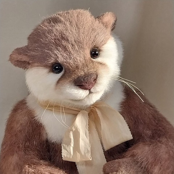 Realistic otter cub Artificial stuffed animal Cute wild exotic baby toy Soft sculpture pet Collectible OOAK Faux taxidermy Plush art doll