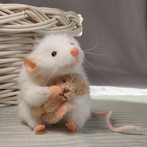 Small mouse Realistic toy OOAK Artificial stuffed animal Cute baby rat toy Soft sculpture pet Interior Decor Faux taxidermy Plush art doll