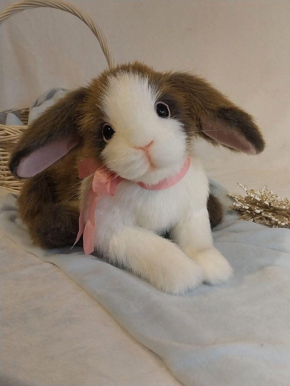 Bunny Realistic toy OOAK Artificial stuffed animal Cute baby rabbit Soft sculpture pet Faux taxidermy Plush art doll Interior home decor