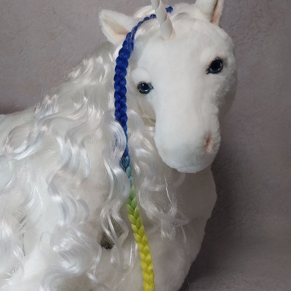 Unicornio mágico realista, animal de peluche, lindo juguete de unicornio, mascota exótica de escultura suave, OOAK, colección, taxidermia falsa, muñeca de arte de felpa