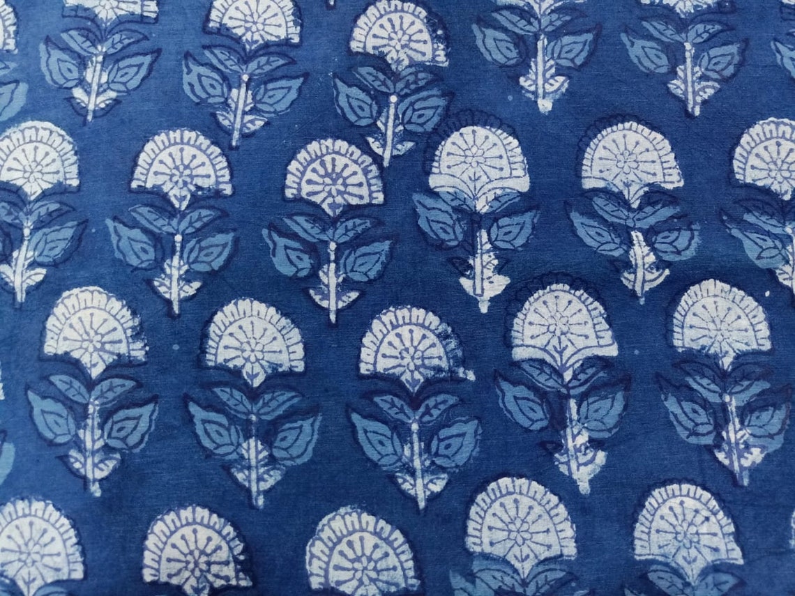 Sanganeri Hand Block Print Fabric Indian Pure Cotton Etsy