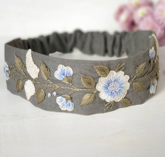 Hand Embroidery Headband, Floral Headband, Original Boho Top  display picture 3