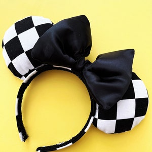 Checkered Minnie | Checkered Ears | Retro Minnie Ears | Black White Ears | Cars Ears | Black Leather Ears | Vintage Minnie Ears